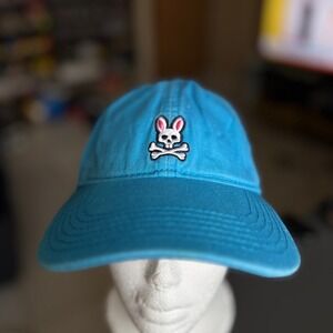 Psycho Bunny Cap Mens O/S Blue Embroidered Logo Adjustable Strap Back Hat